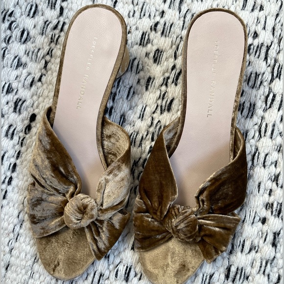 Loeffler Randall Celeste Velvet Mules Heels in Gold Bronze Brown, 8.5 - Picture 14 of 14
